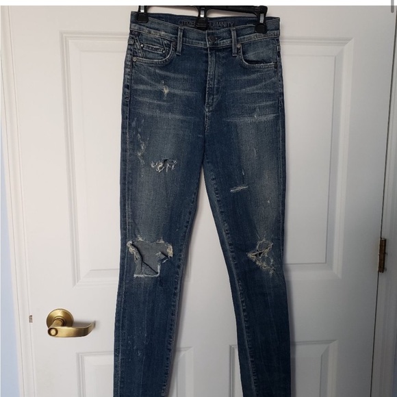 Citizens of Humanity Rocket High Rise Skinny Crop Medium Wash Distressed Jeans - Picture 3 of 7